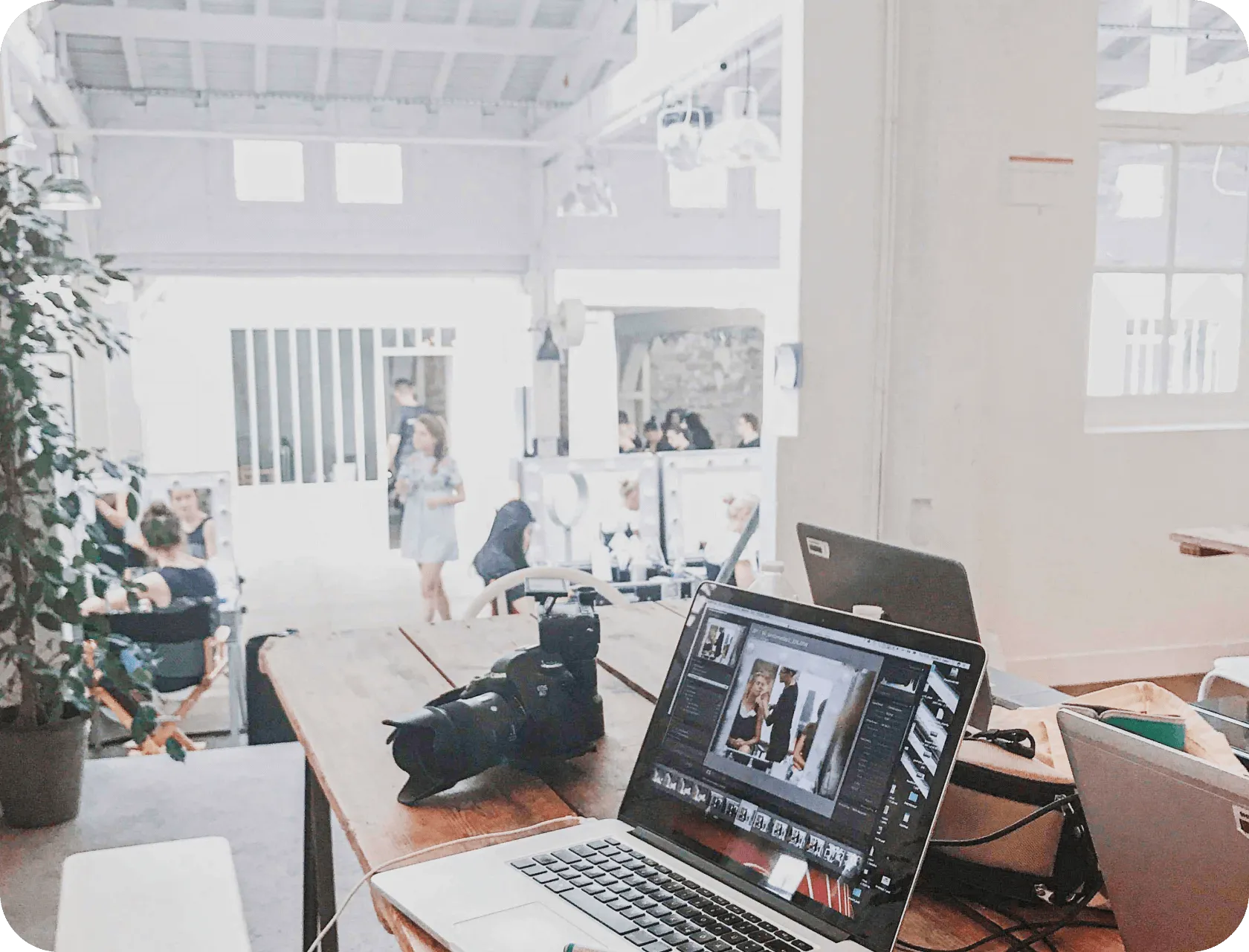 photographer working desk